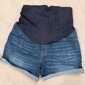 Isabel Maternity Blue Denim Midi Shorts